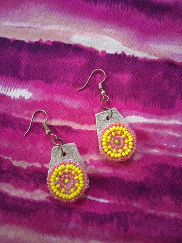 Mini Beaded Earrings (Orange & Yellow) - photo 2