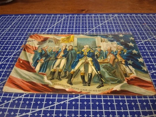 Vintage Postcard - Washington Taking Leave of Officers