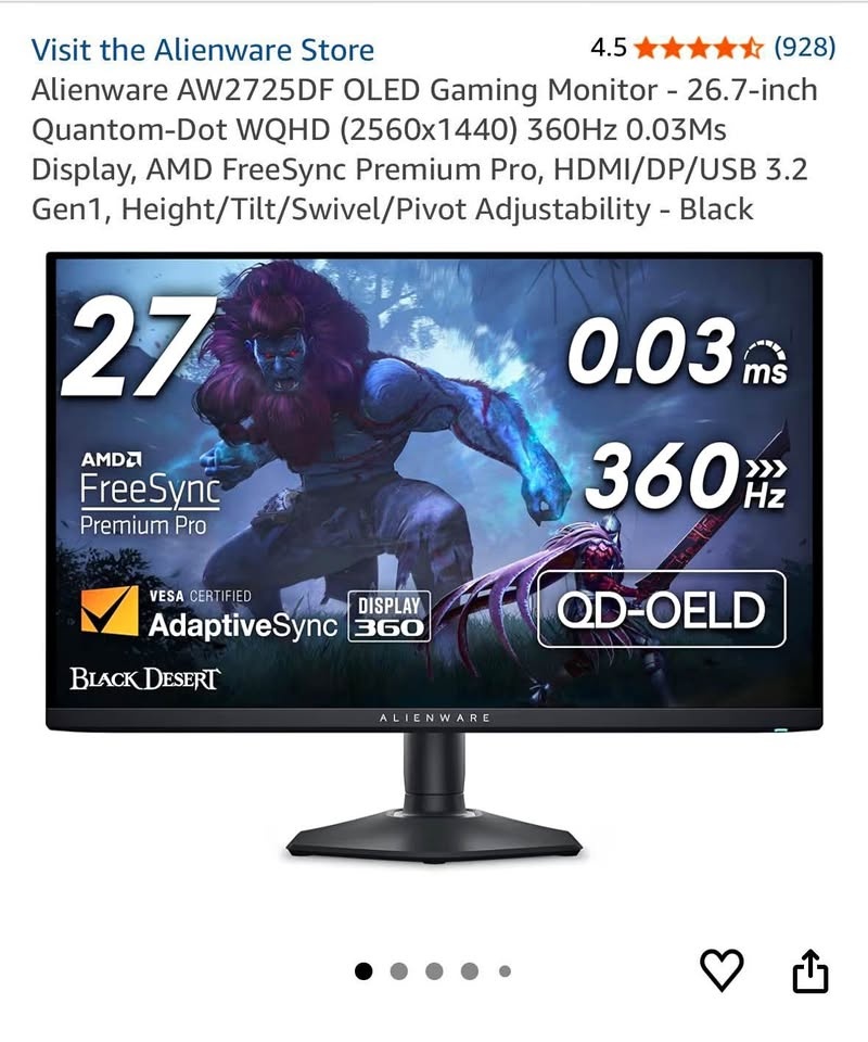 Alienware AW2725DF 360Hz OLED Monitor - Like New