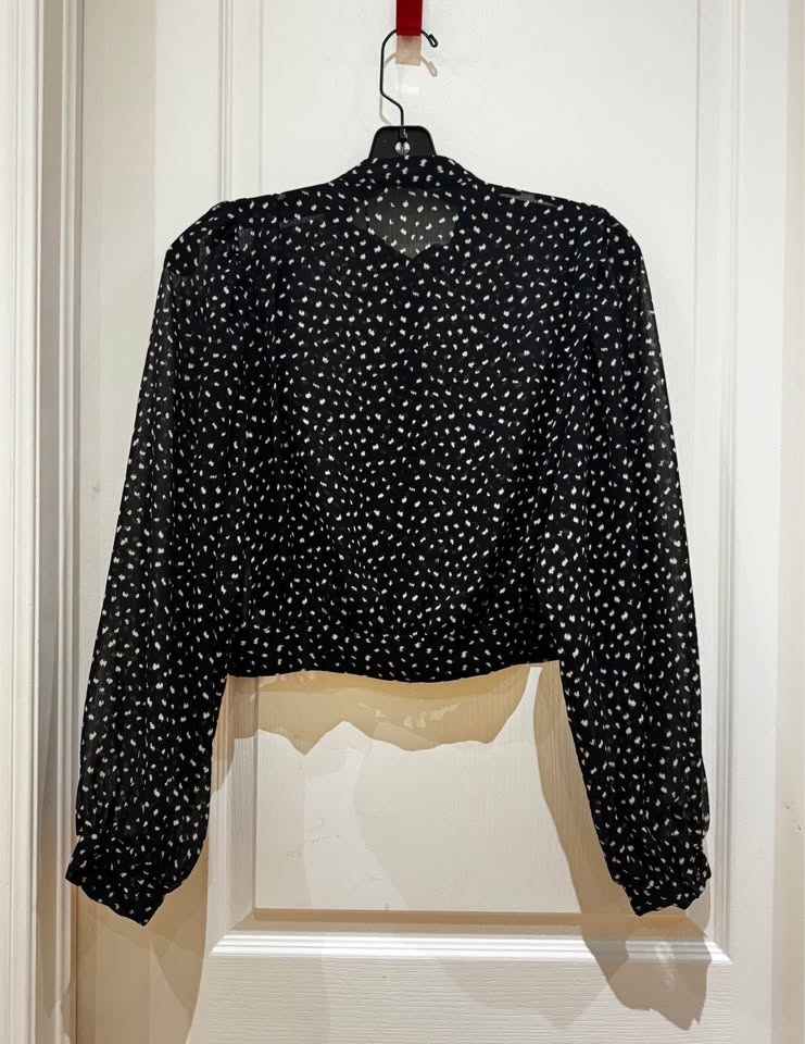 ZARA Black Balloon Sleeve Crop Shirt Top Blouse - Medium (#5) - photo 2