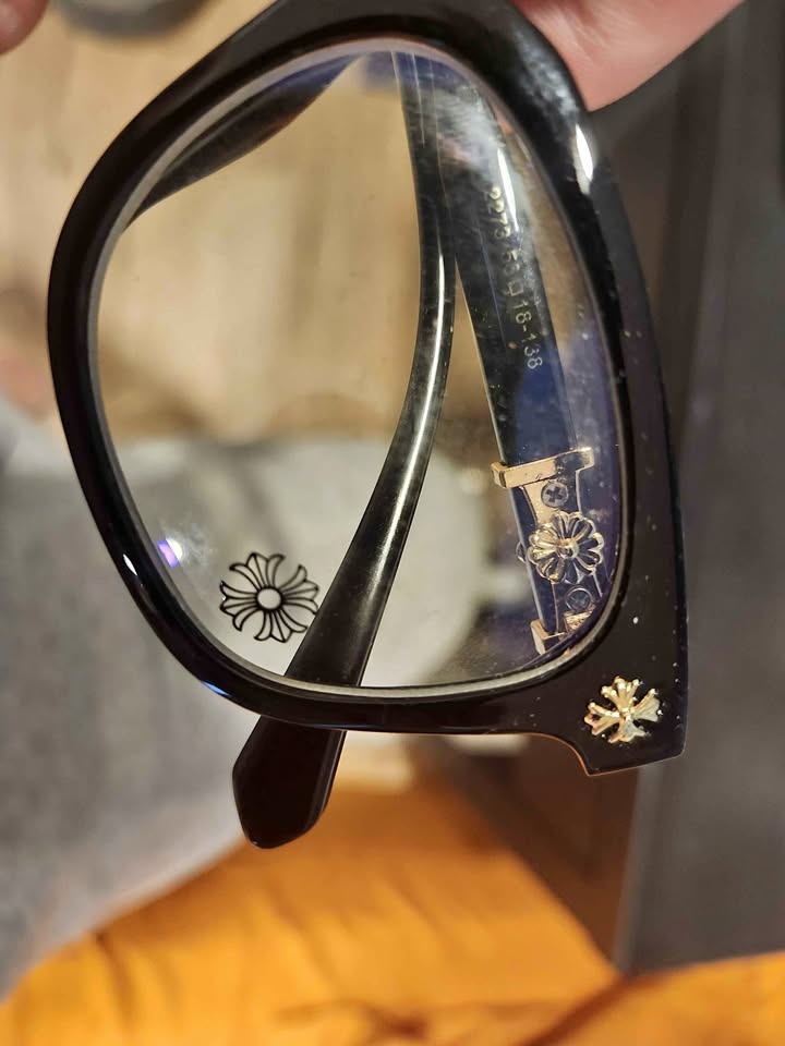 Black Gold Chrome Heart Glasses