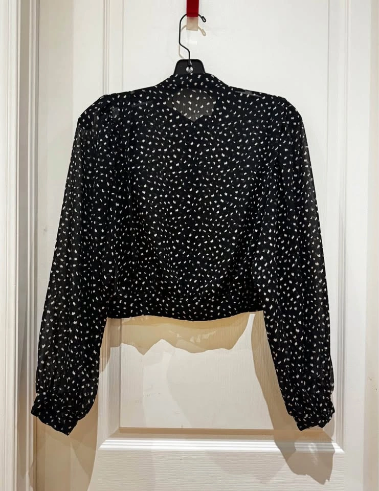 ZARA Black Balloon Sleeve Crop Shirt Top Blouse - Medium (#5) - photo 2