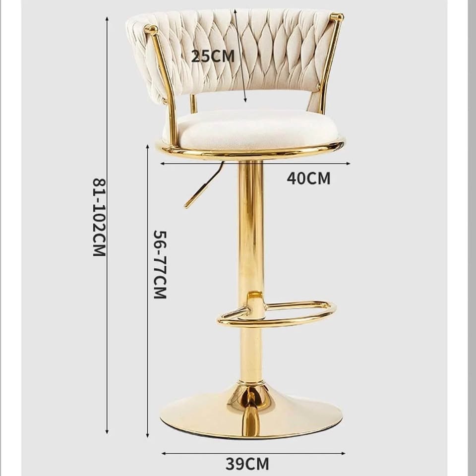 Bar Stools – Set of 2 – Gold & Beige Velvet - photo 2