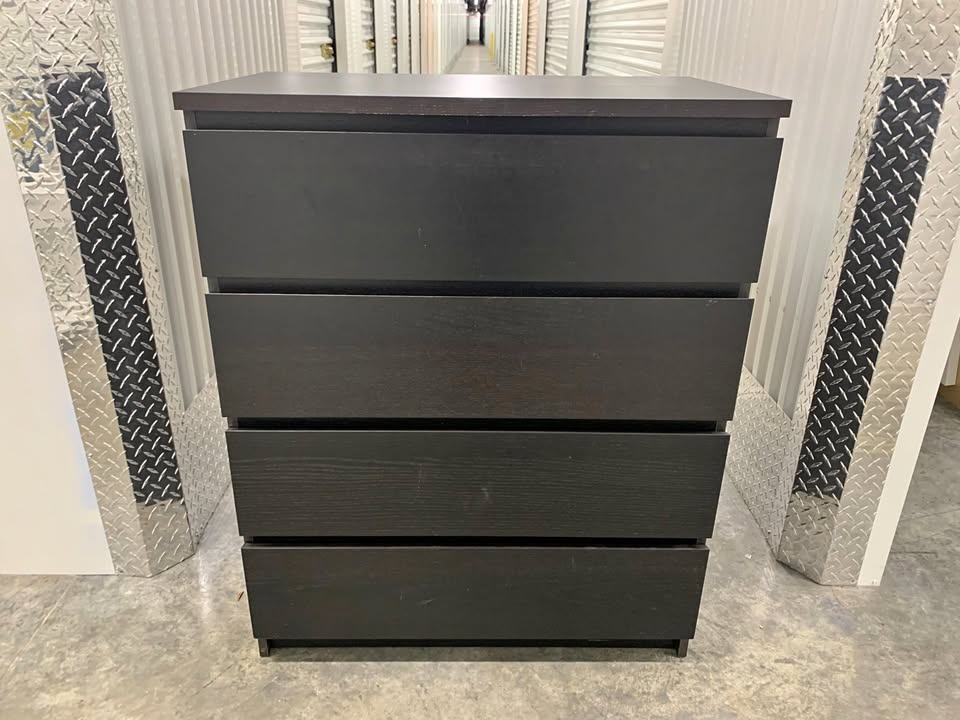 MALM chest of 4 drawers, black-brown