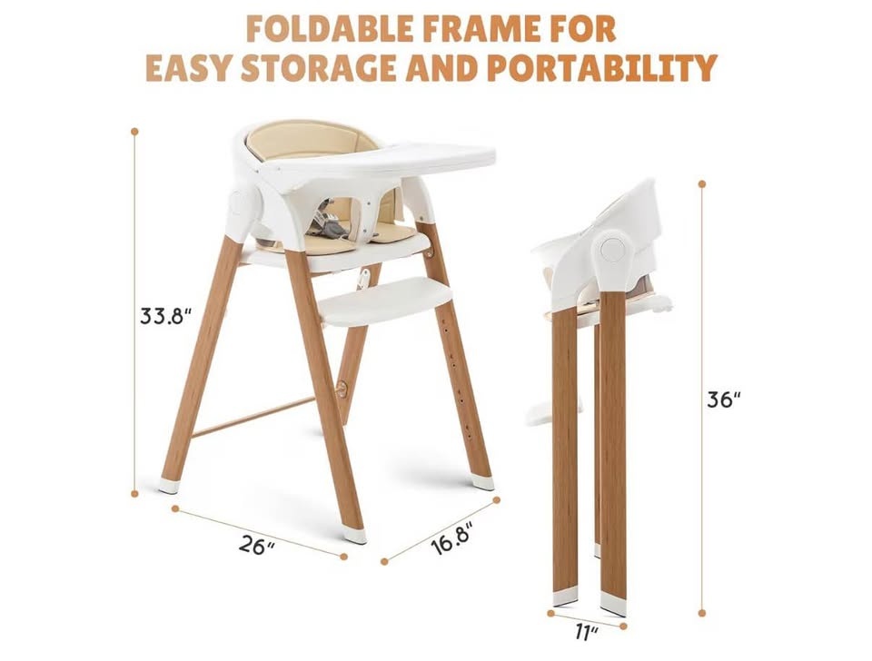 Baby High Chair Foldable, Adjustable High Chairs for Babies and - photo 2