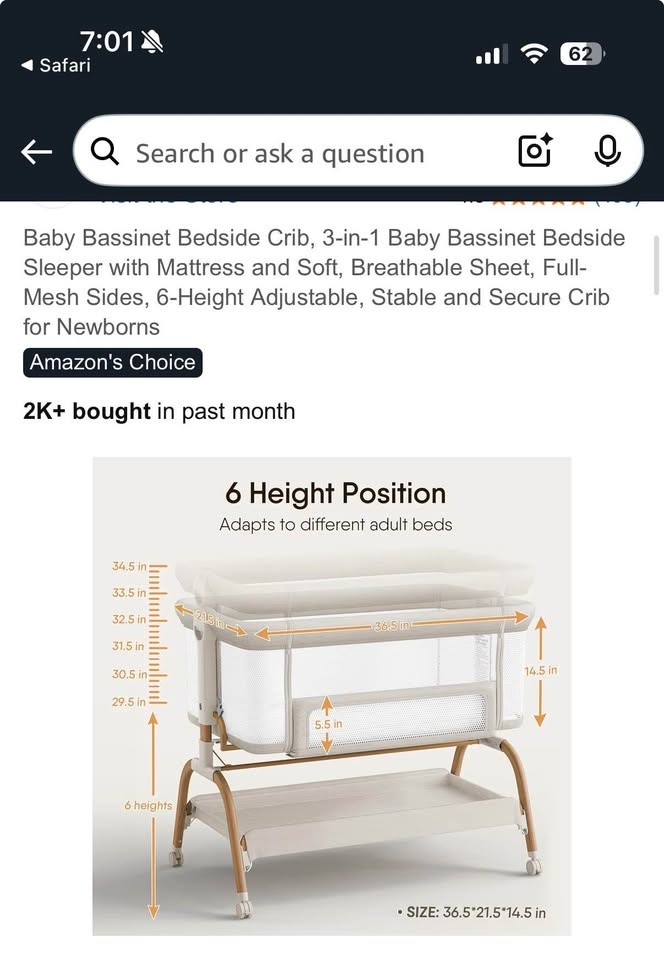 Large Bedside Bassinet (New) - photo 2