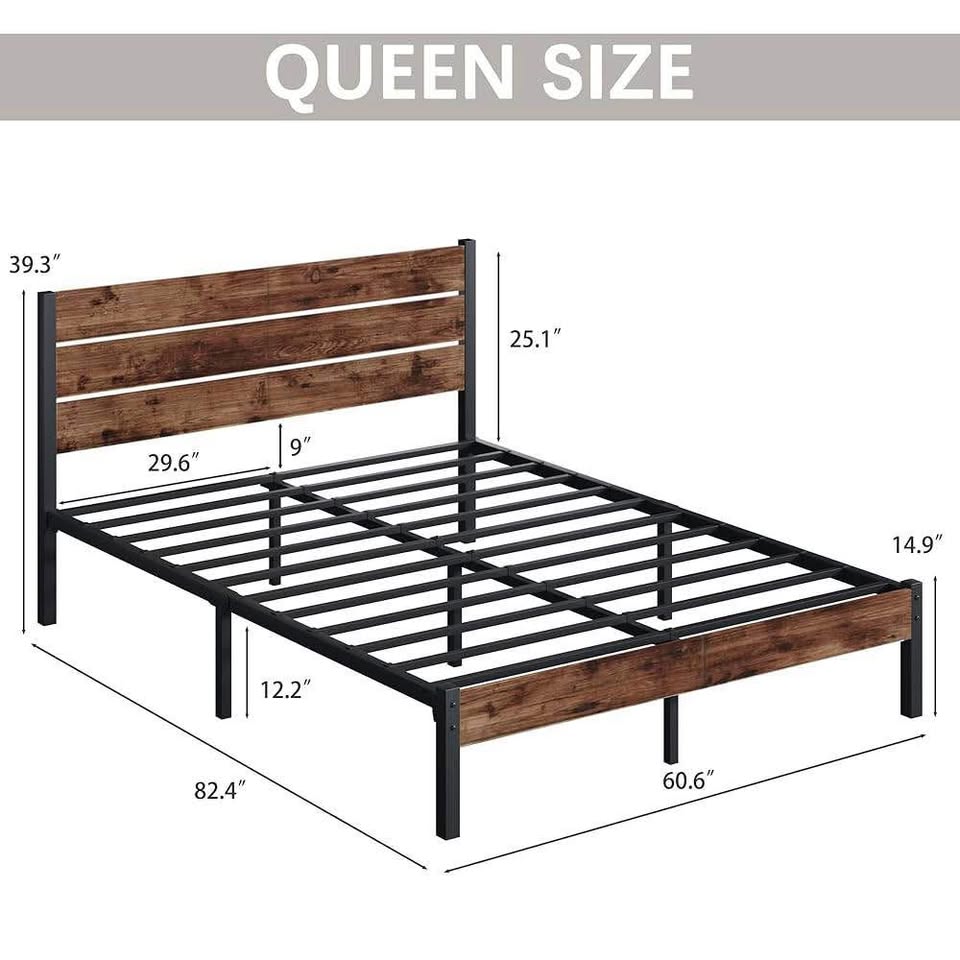 Queen Bed Frame with Headboard – New - photo 5