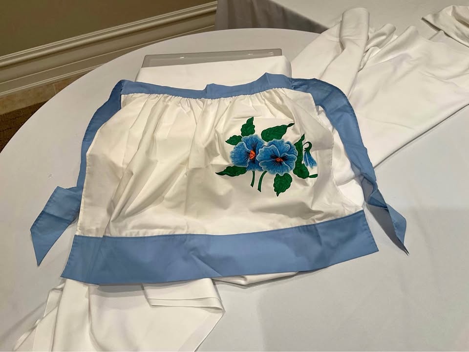 Vintage Blue Floral Waist Apron Retro Style