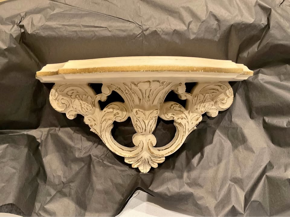 Vintage Wall Shelf Ornate Cream and Gold