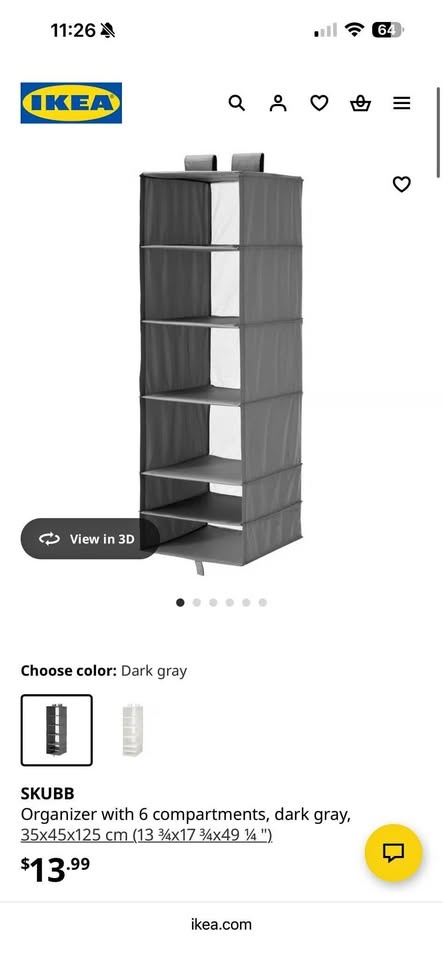 IKEA SKUBB Hanging Organizer – 6 compartments