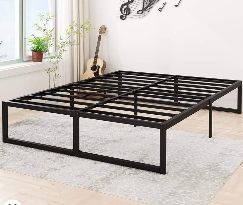 Black Metal Queen Bed Frame - 14 inch Tall