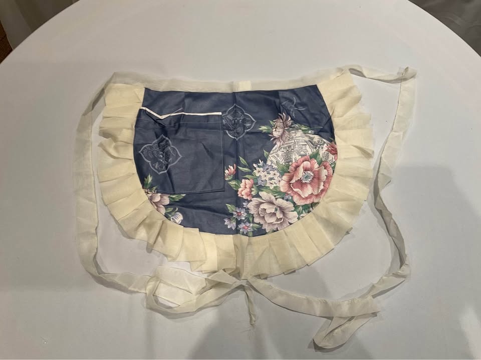 Vintage Apron Floral Ruffle Retro Waist Apron - photo 3