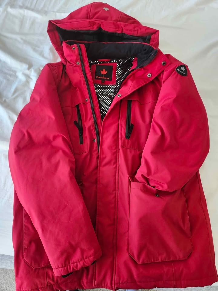Men's Red Canadiana Winter Parka - Size L