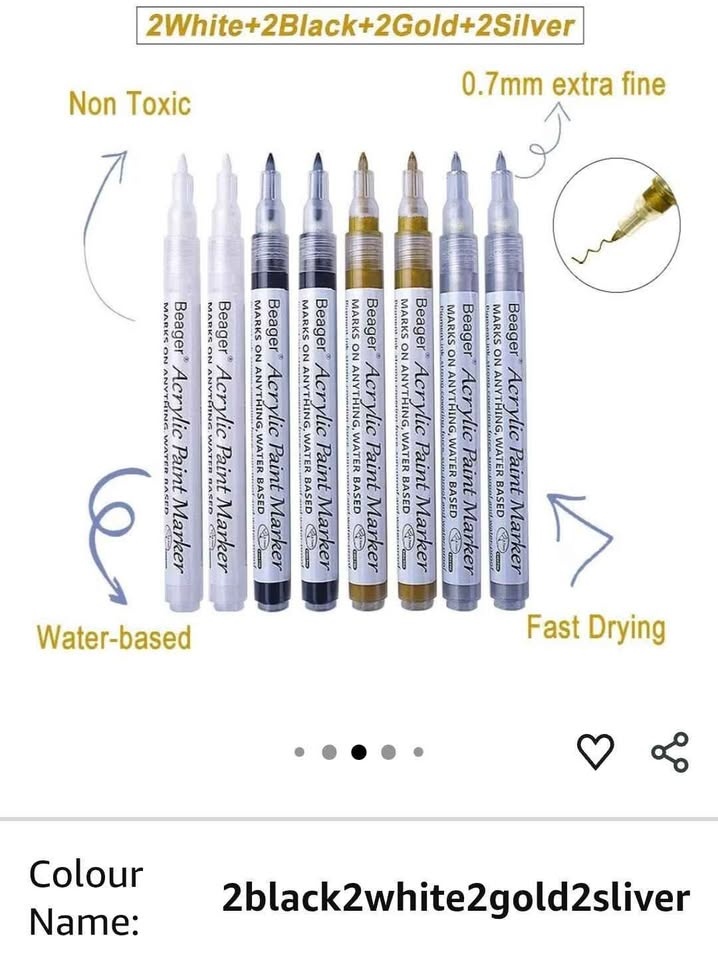 NEW Acrylic Paint Pens - Black, White, Gold, Silver (8 Pack) - photo 4