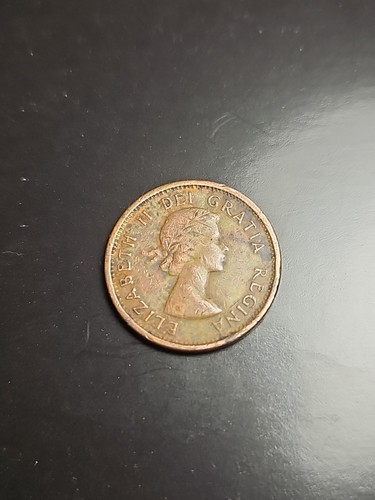RARE 1963 Canadian Penny - DDO, Folded Edge, Uncleaned - photo 2