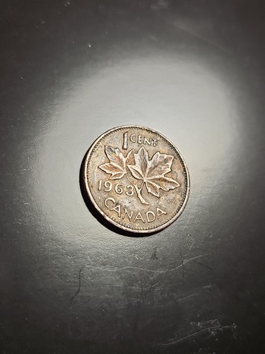 RARE 1963 Canadian Penny - DDO, Folded Edge, Uncleaned - photo 5