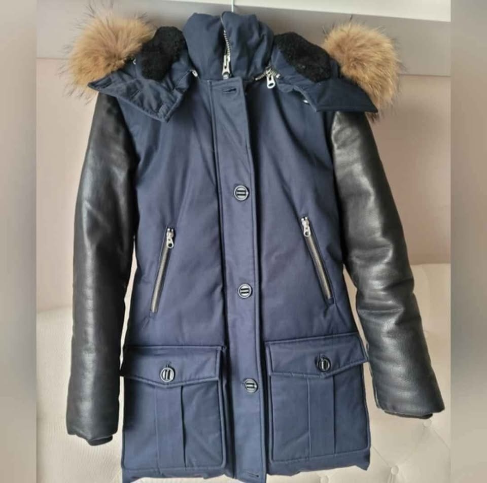 Mackage XXS Winter Jacket Navy & Leather Sleeves - photo 2
