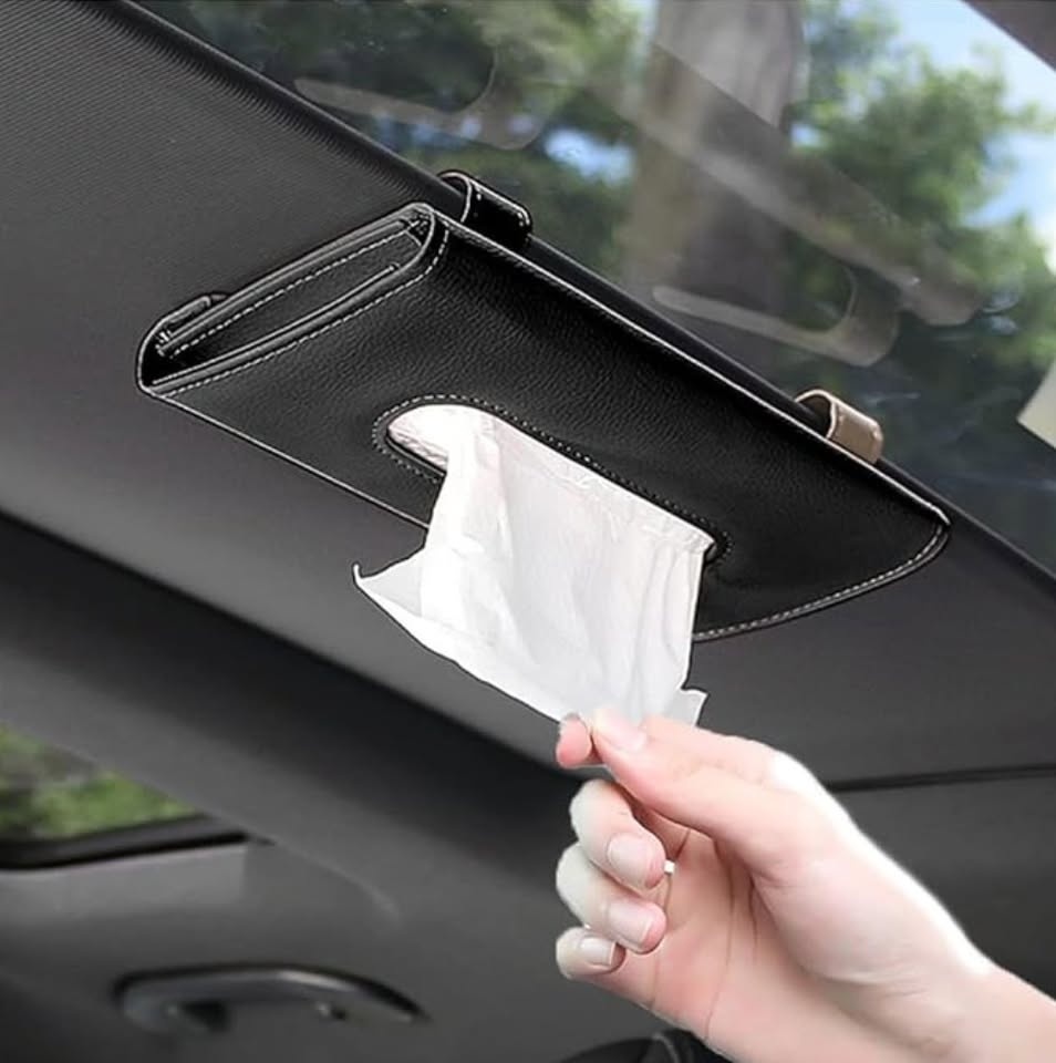 Brand New Car Tissue Holder - PU Leather Hanging Box 🏆 - photo 4