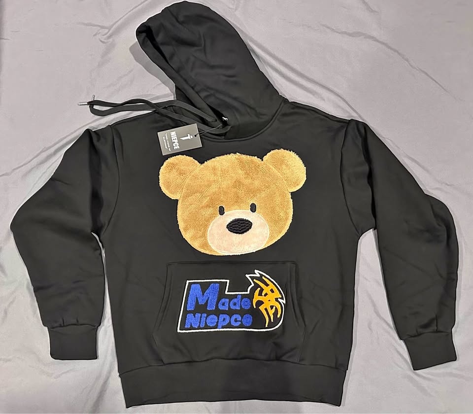 Niepce Furry Teddy Bear Face Hoodie - Size Medium