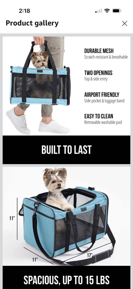 New Pet Travel Carrier Bag - Airline Approved - photo 2