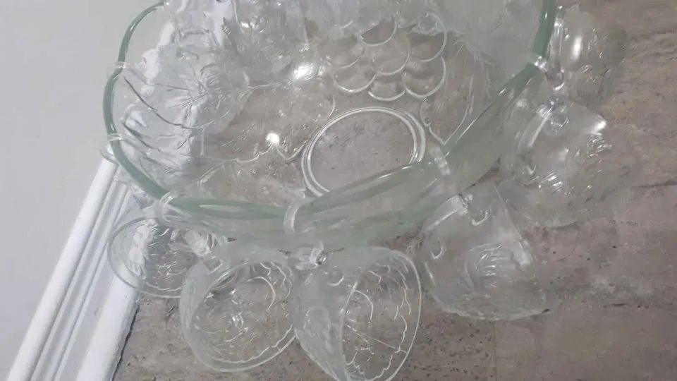 Vintage Glass Fruit Punch Set Read Description image indicator(2)