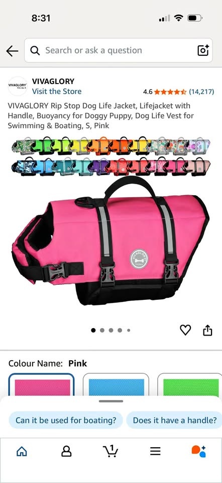 New - Large Dog Life Jacket (Pink)