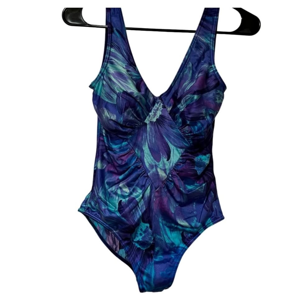 Vintage Sea Queen Floral One-Piece Swimsuit US 10