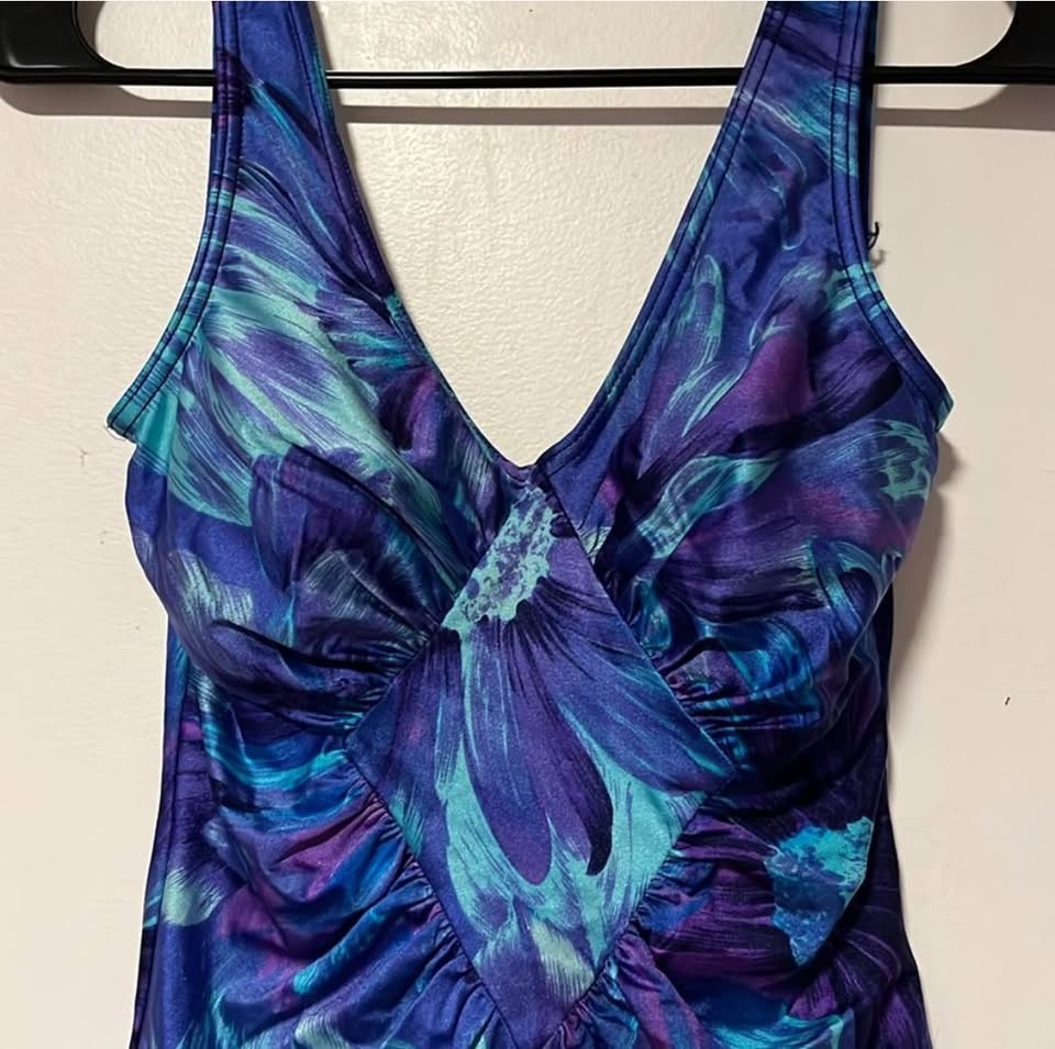 Vintage Sea Queen Floral One-Piece Swimsuit US 10 - photo 3