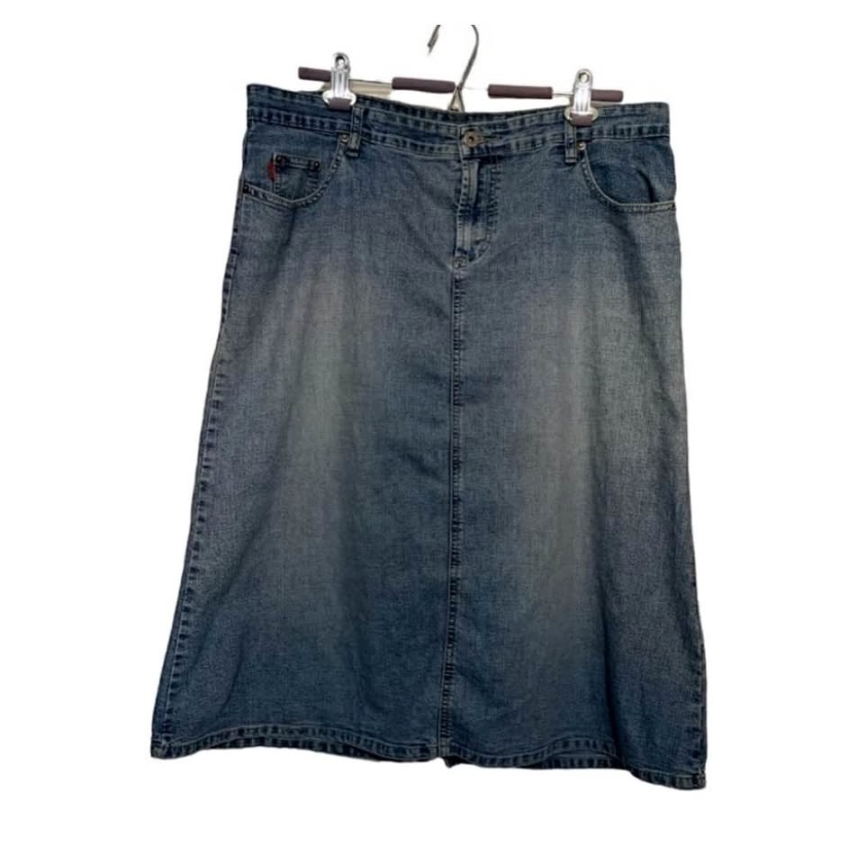 Country Line Dance Stone Jeans Y2K Denim Midi Skirt Women's sz 1