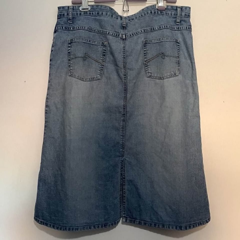 Country Line Dance Stone Jeans Y2K Denim Midi Skirt Women's sz 1 - photo 3