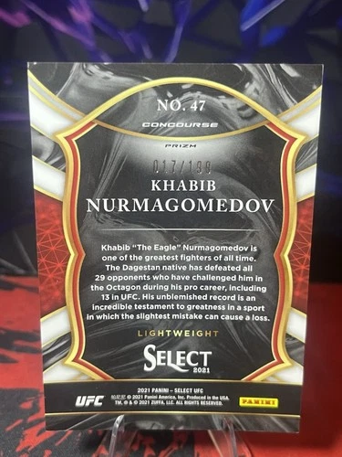 2021 Panini Select UFC Khabib Nurmagomedov Red Disco Prizm /199 - photo 3