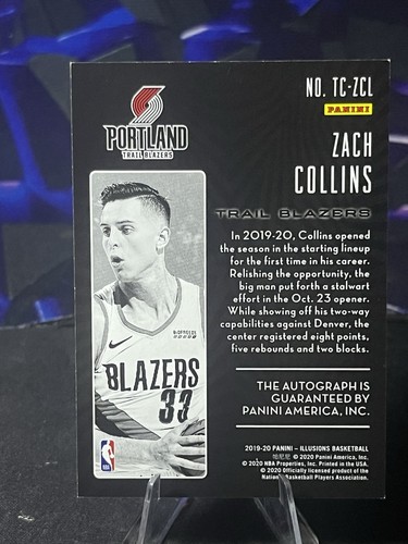 2019-20 Panini Illusions Zach Collins Auto RC - photo 4