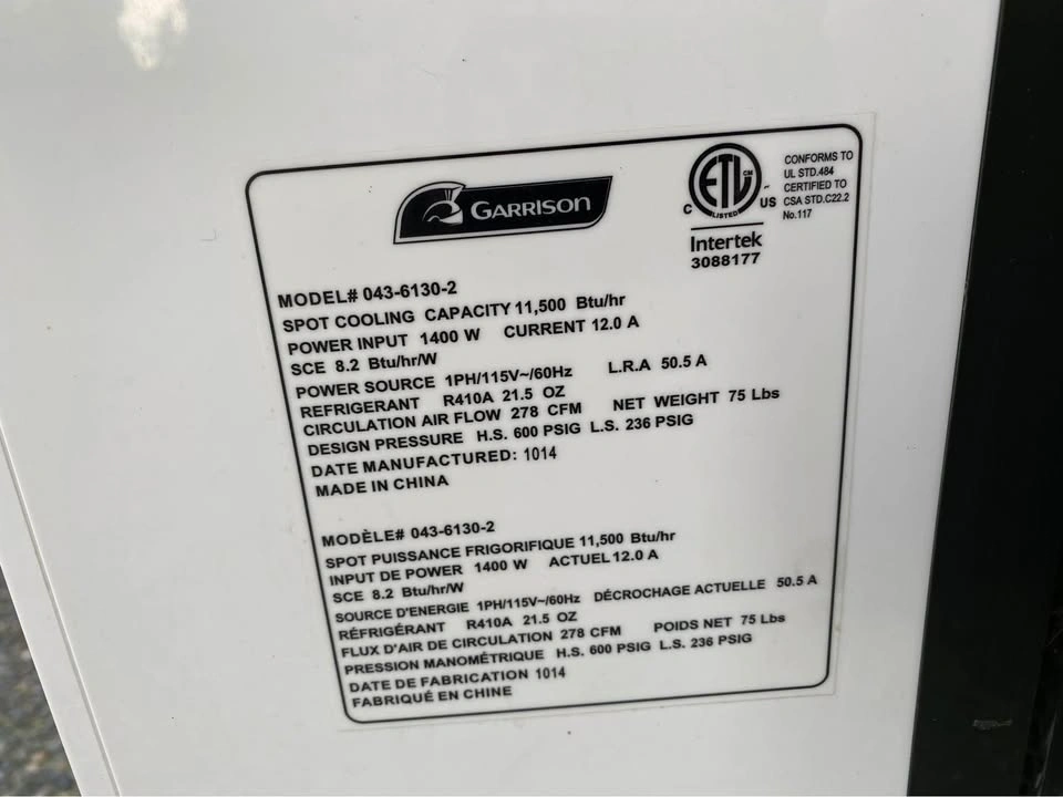 Garrison Air Conditioner (Model 043-6130-2) - photo 3