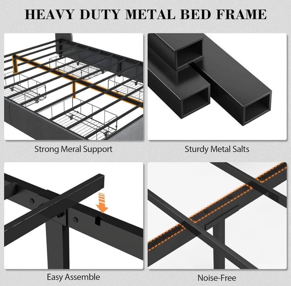 King Size Platform Bed Frame - Grey - photo 5