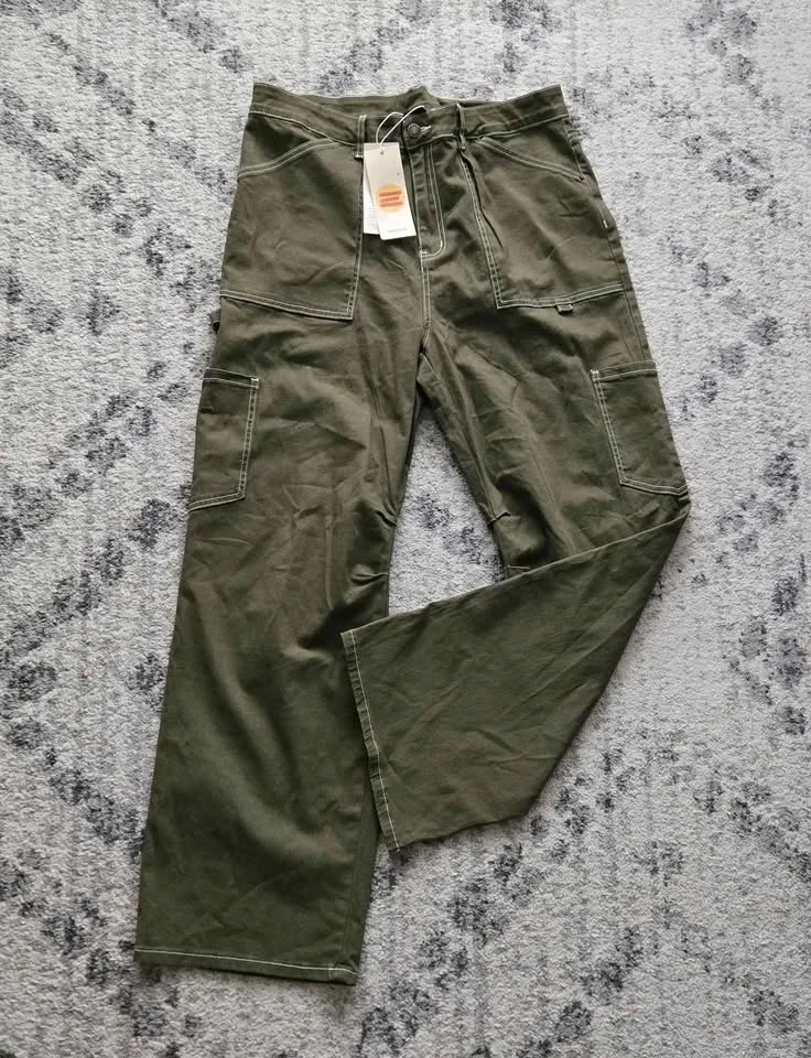 Dokotoo Women 6 Pockets High Waisted Cargo Pants US Size 16 image indicator(2)