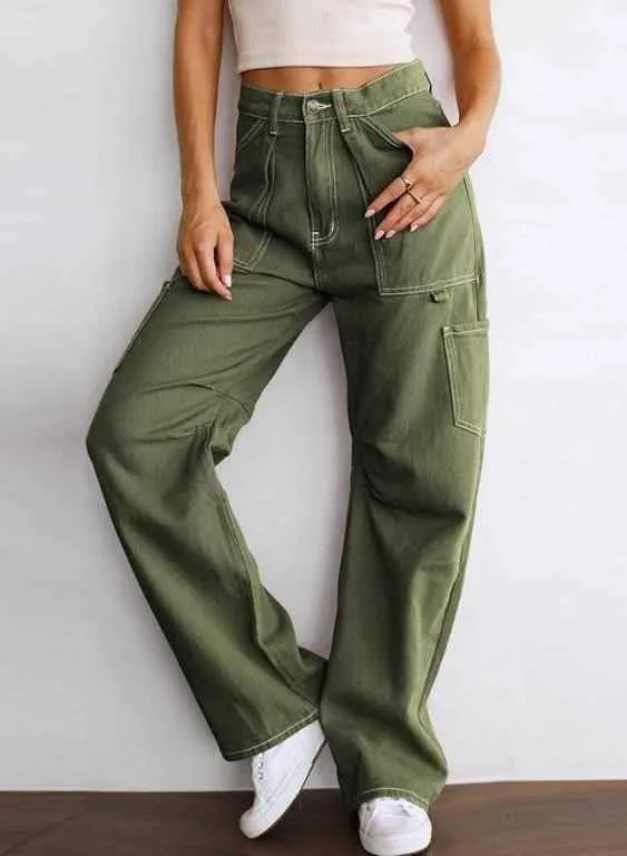 Dokotoo Women 6 Pockets High Waisted Cargo Pants US Size 16 image indicator(5)