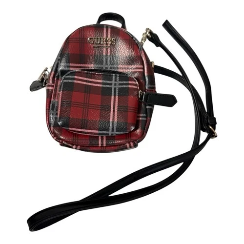 GUESS Evan Mini Plaid Crossbody Backpack/Purse Charm