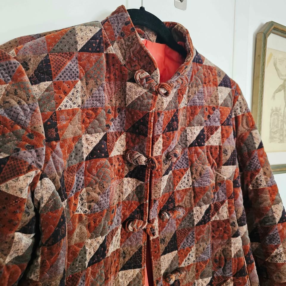 Vintage 90s Velvet Quilted Patchwork Jacket L - photo 2