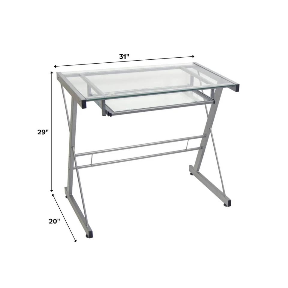 Small Glass Desk with Keyboard Tray - photo 2