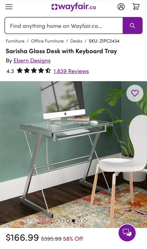Small Glass Desk with Keyboard Tray - photo 3