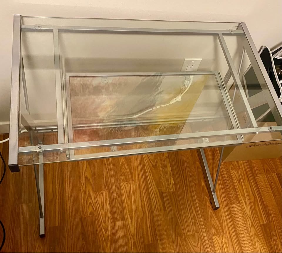 Small Glass Desk with Keyboard Tray - photo 4