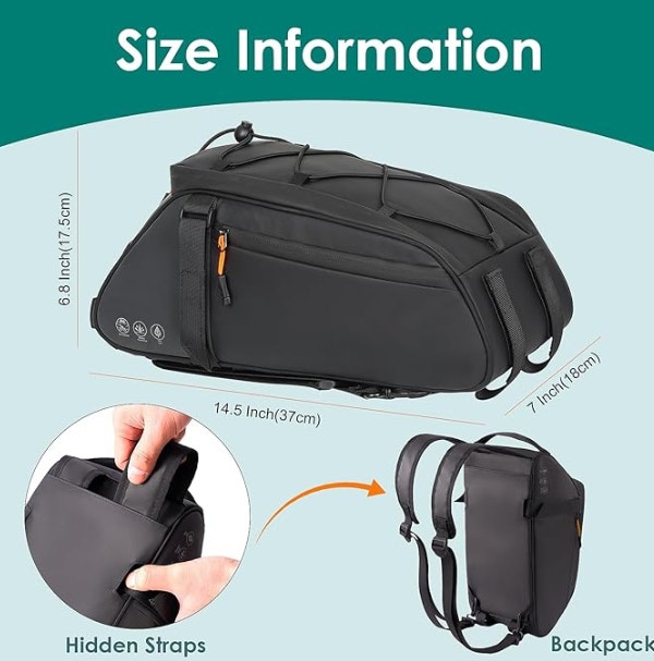 3-in-1 10L Rear Bike Bag / Backpack / Handbag - photo 3