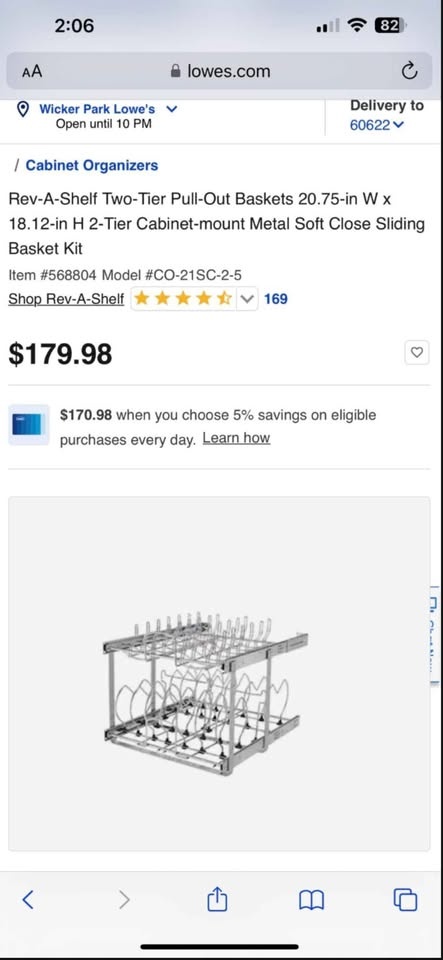Rev-A-Shelf Two-Tier Pull-Out Baskets 20.75-in W x 18.12-in H - photo 4