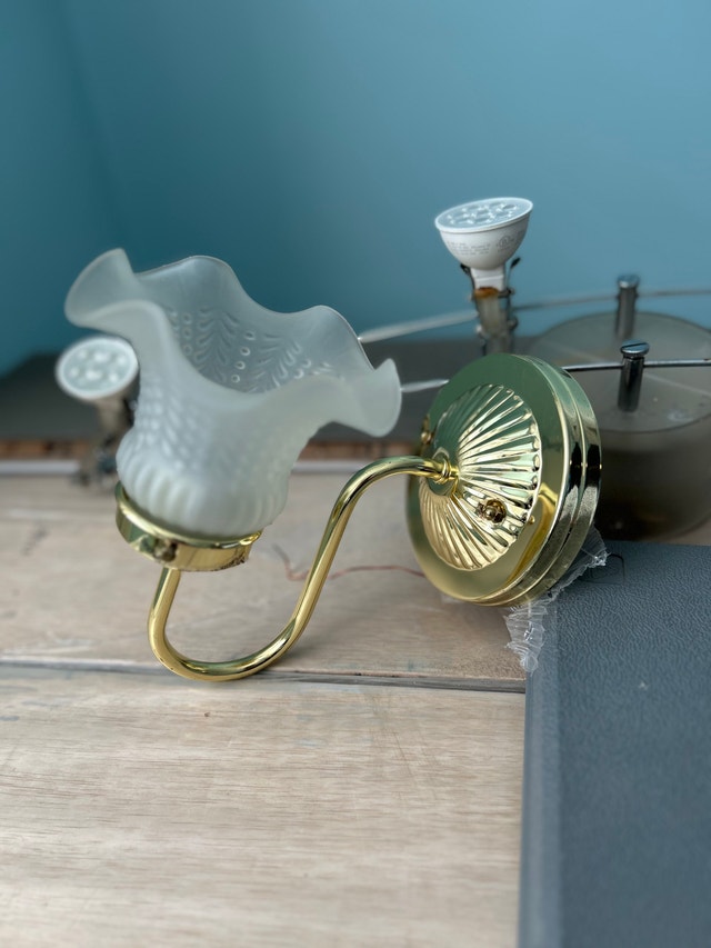 Wall Sconces - Gold Finish, Frosted Glass Shade