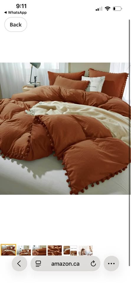 ETDIFFE Burnt Orange Duvet Cover Queen Size, 3 Piece