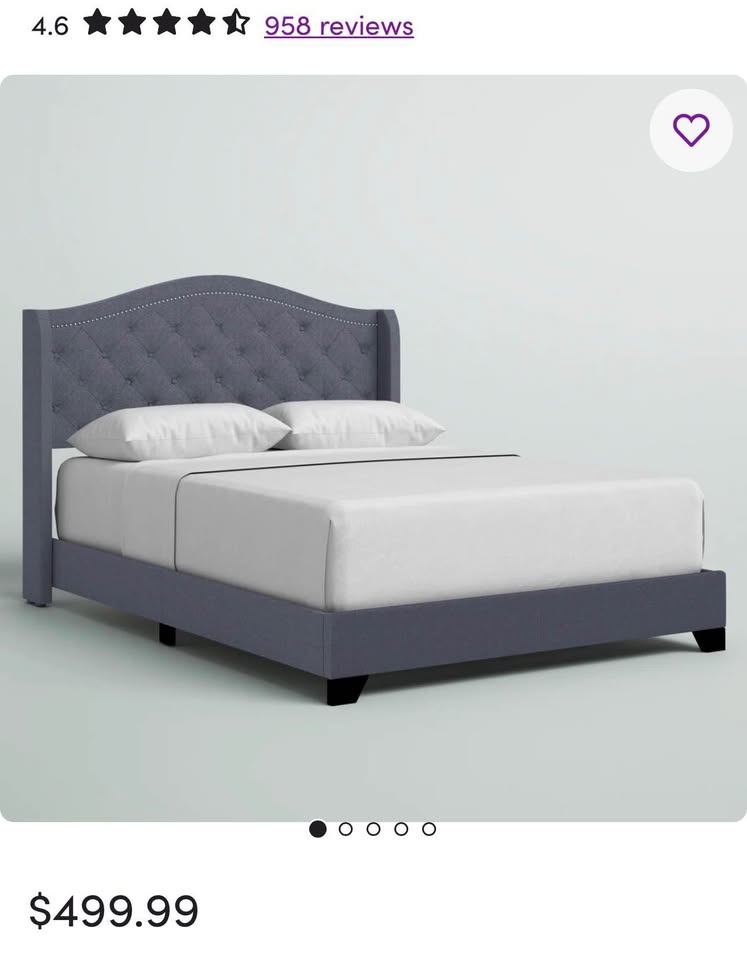 Elegant Upholstered Bed Frame - Queen, Nailhead Trim - photo 2