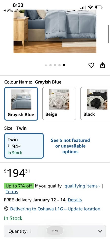 CozyLux Twin Comforter Set with Sheets Grayish Blue, 5 Pieces - - photo 4