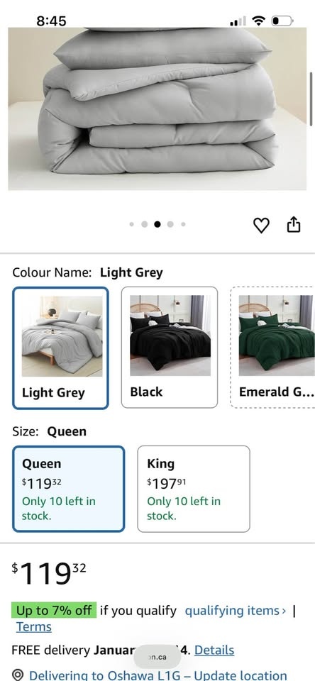CozyLux Light Grey Queen Comforter Set, 3 Pieces - sealed - photo 4