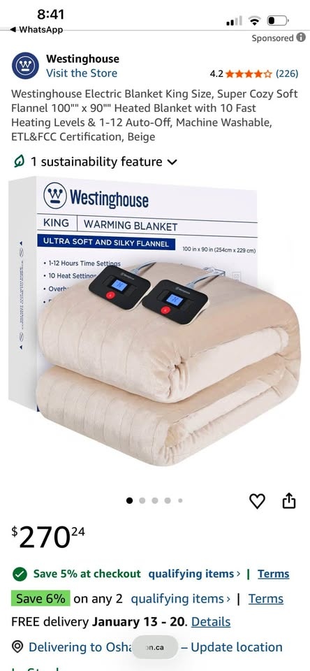 Westinghouse Electric Blanket King Size - sealed