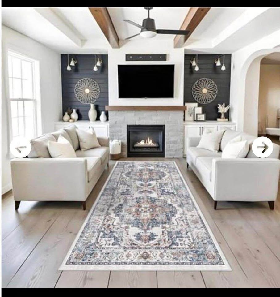 Washable 4x8 Hallway Area Rug - Vintage Brick Runner